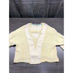Free People Lemonade Stand Oversized Cropped V-Neck Sweater size L